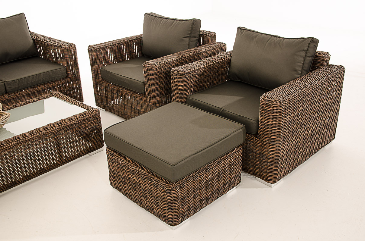 Polyrattan Gartengarnitur Madeira 2-1-1 braun-meliert anthrazit