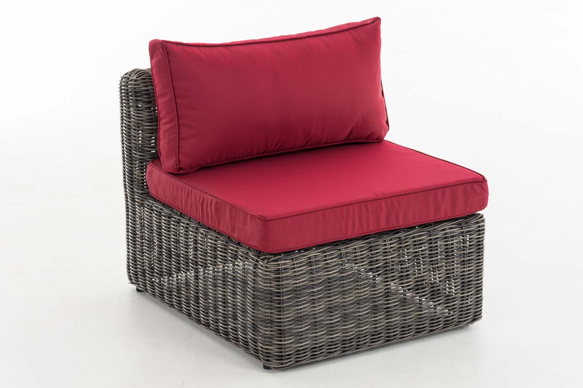 Mittel-Sofa Marbella 5mm grau-meliert rubinrot