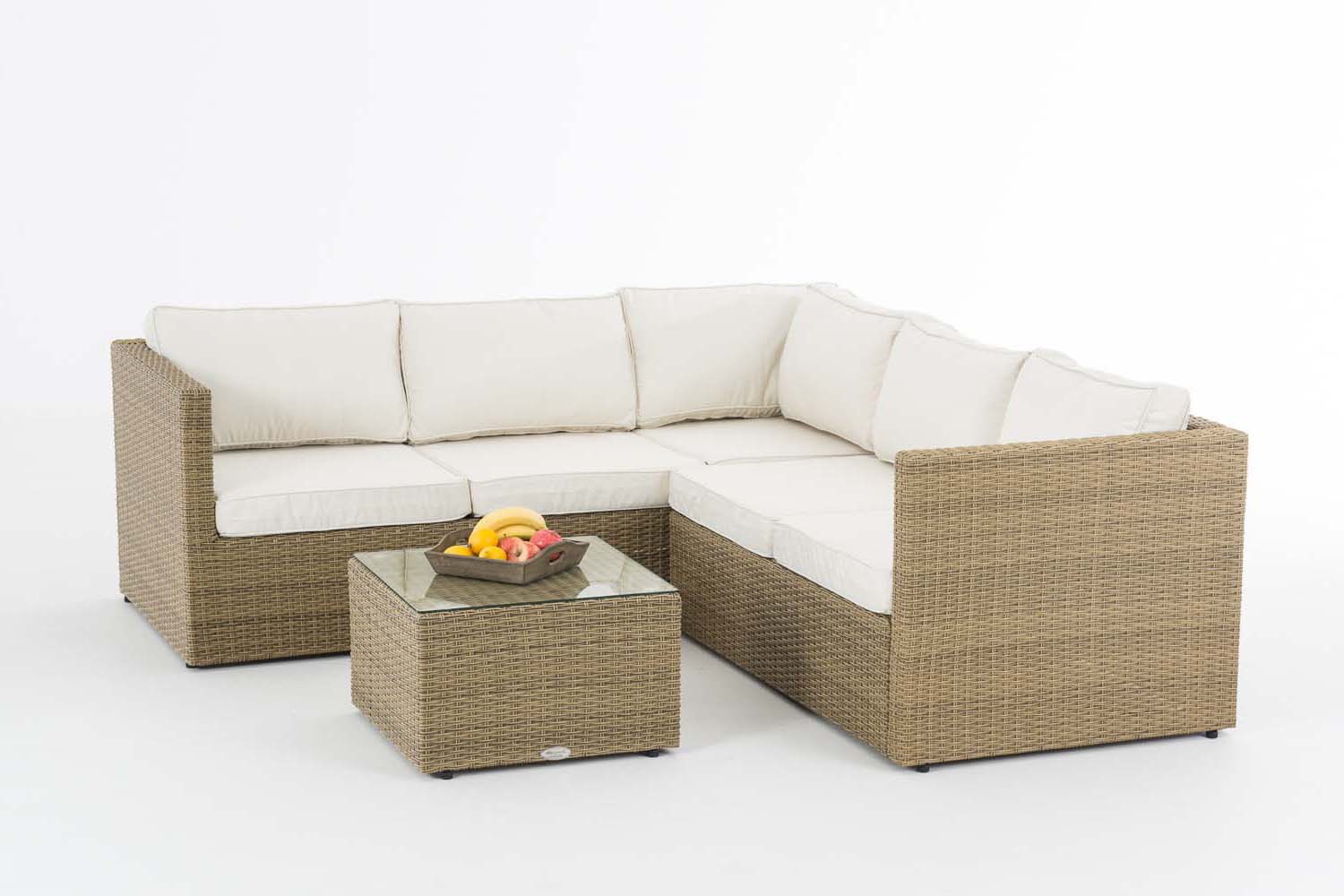 Polyrattan Ecksofa-Garnitur Genero 5mm natura cremeweiß