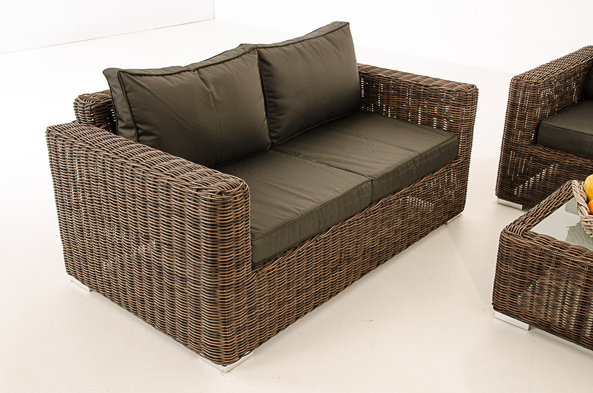 Polyrattan Gartengarnitur Madeira 2-1-1 braun-meliert anthrazit