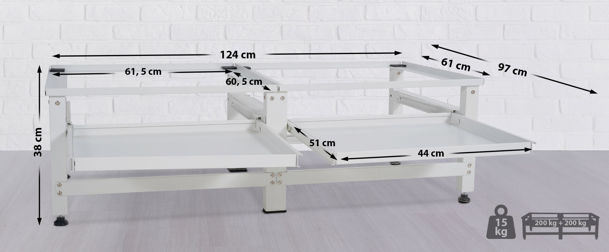Doppel Waschmaschinen-Untergestell Tampa weiß