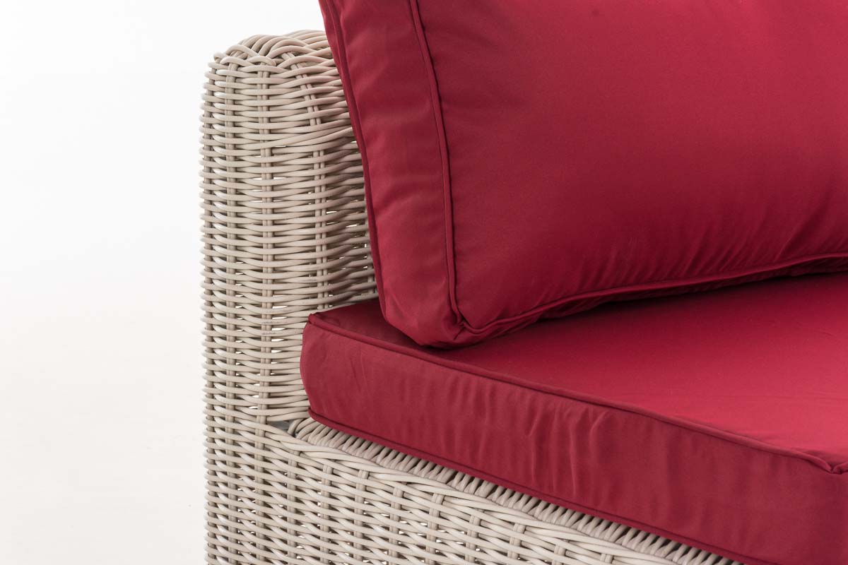 Mittel-Sofa Marbella 5mm perlweiß rubinrot