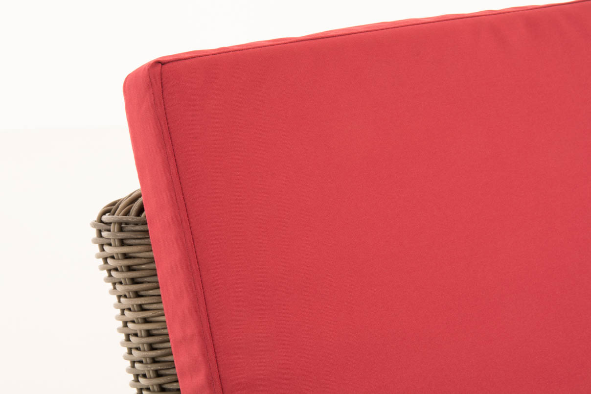 Polyrattan Sofa Ancona 5mm grau-meliert rubinrot