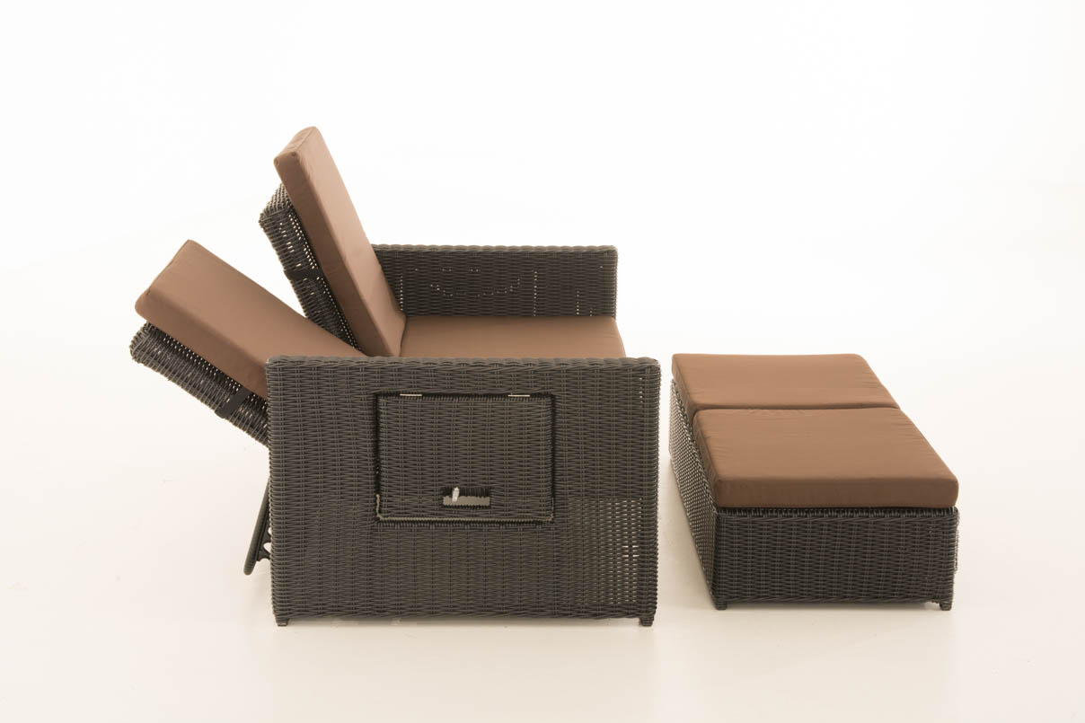 Polyrattan Sofa Ancona 5mm schwarz terrabraun
