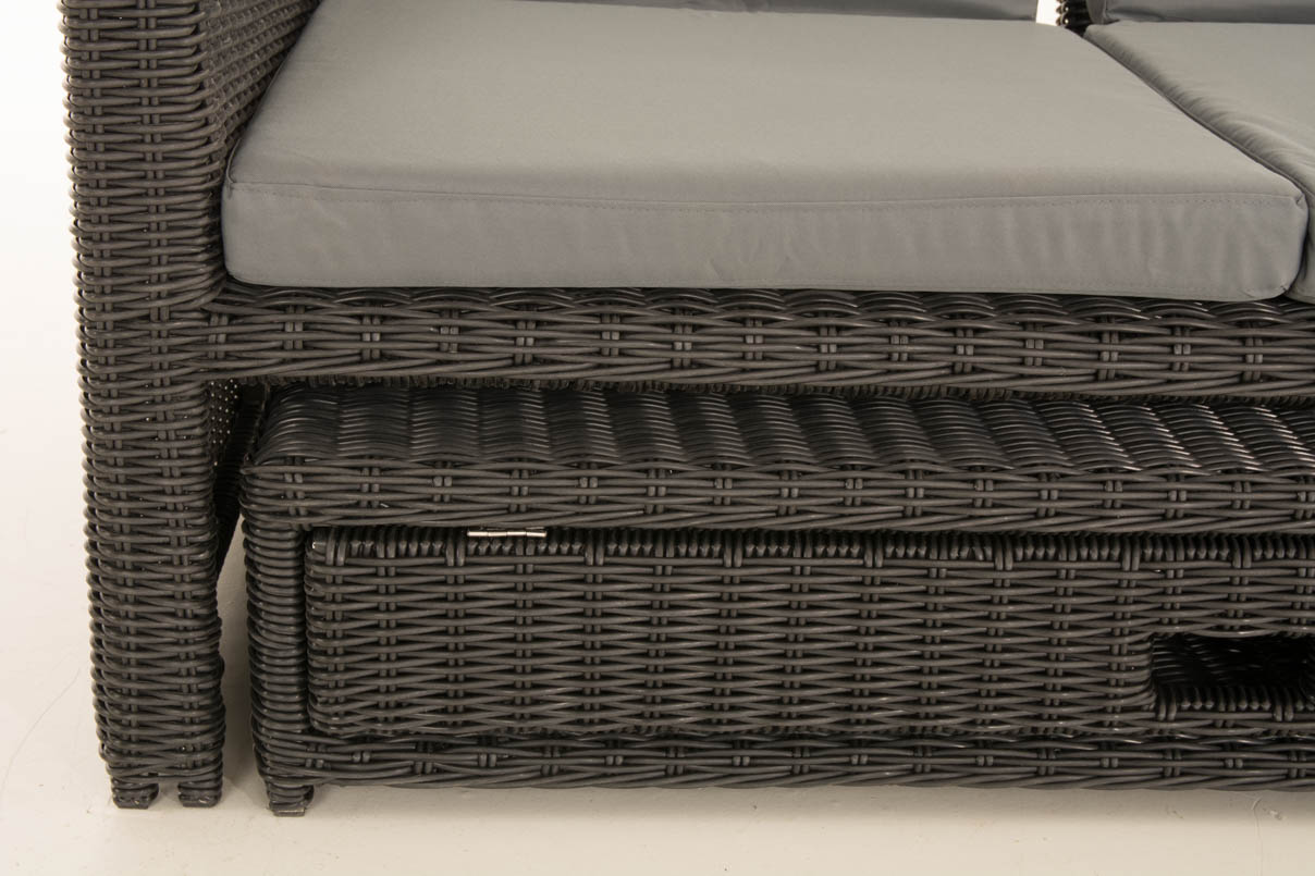 Polyrattan Sofa Ancona 5mm schwarz eisengrau