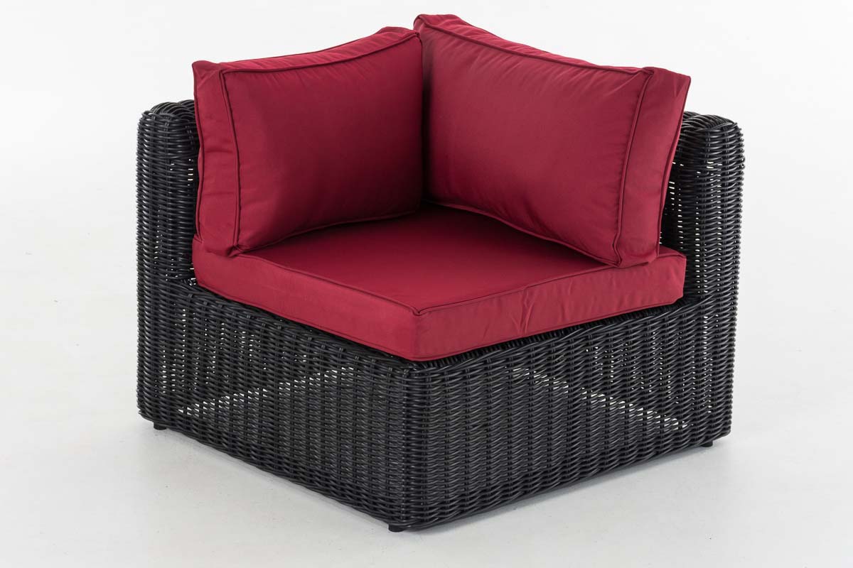Polyrattan Eck-Sofa Marbella 5mm schwarz rubinrot