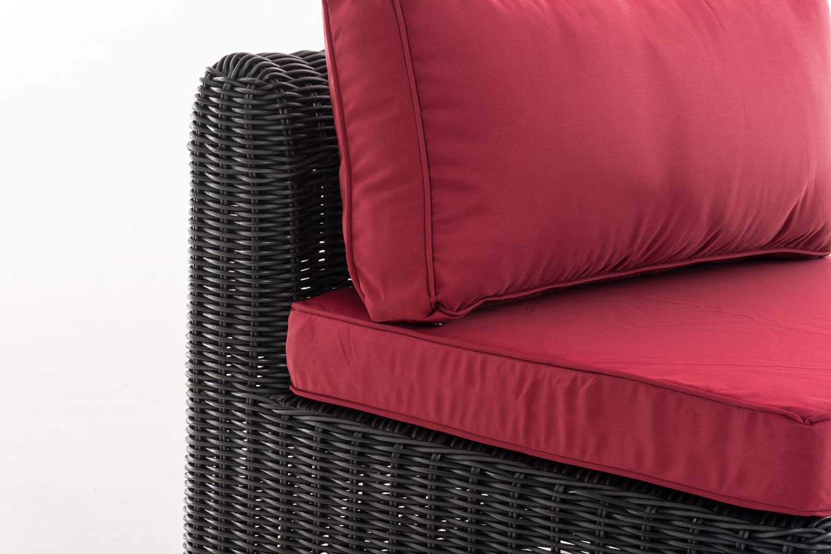 Mittel-Sofa Marbella 5mm schwarz rubinrot