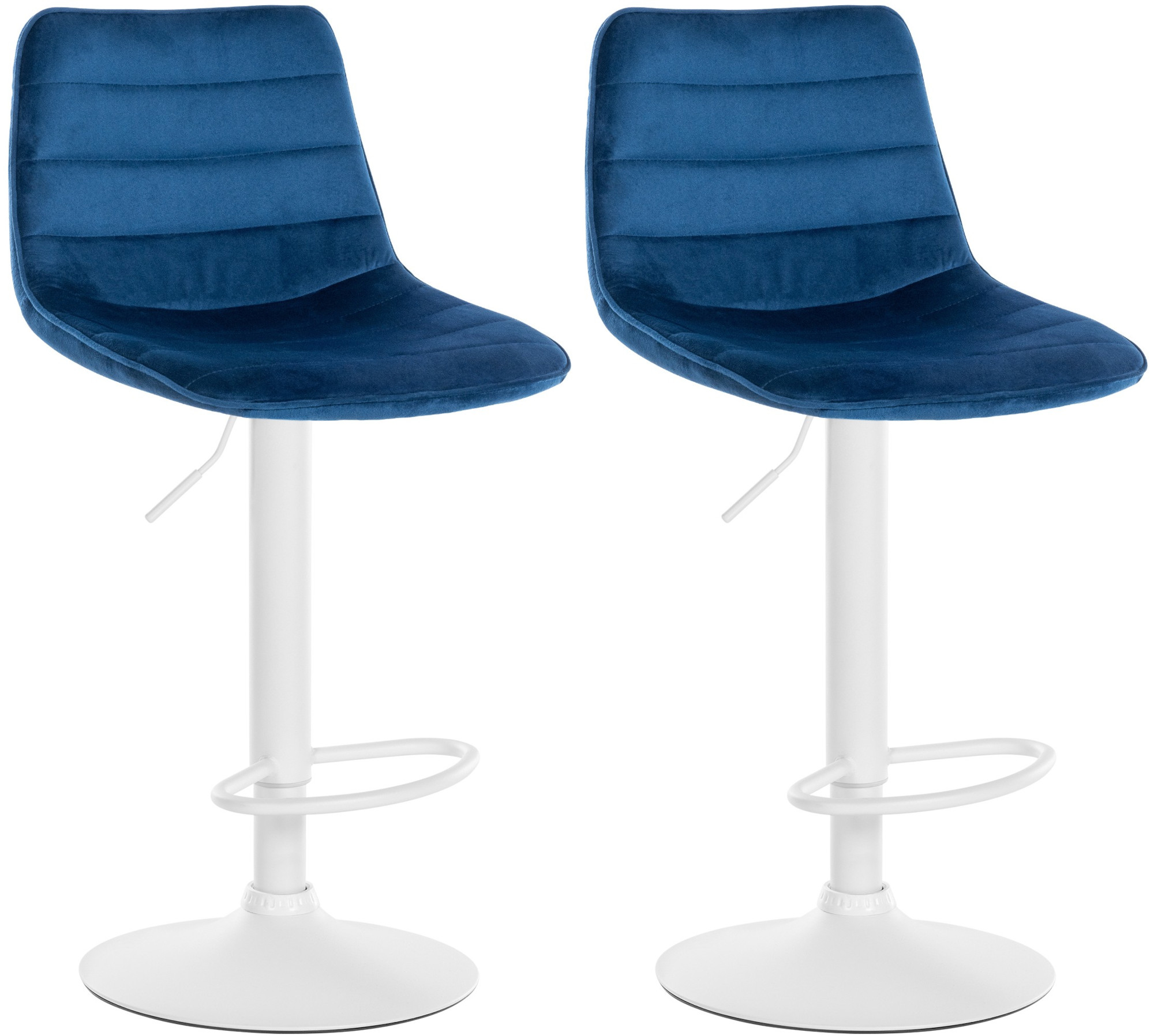 2er Set Barhocker Lex Samt blau weiß