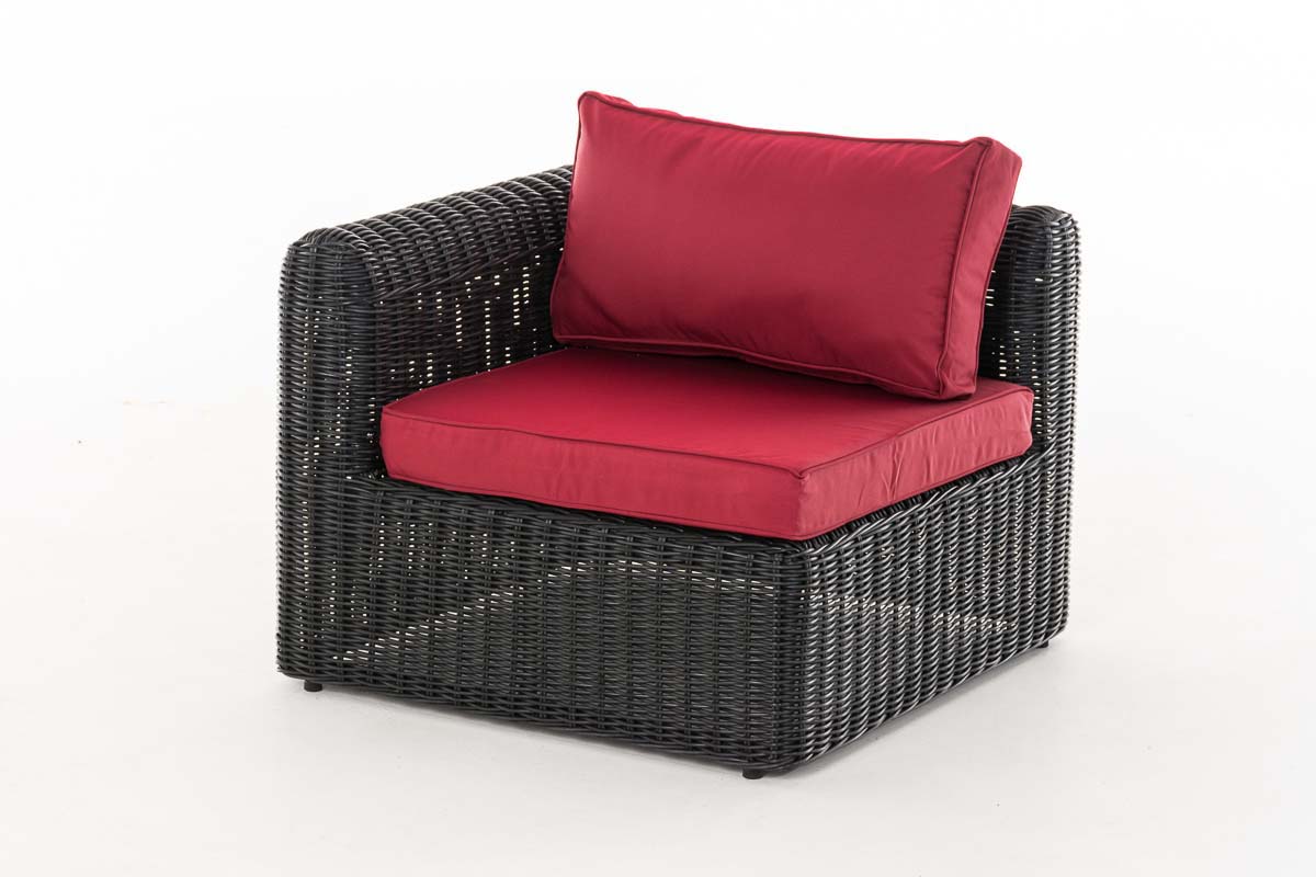 Polyrattan Eck-Sofa Marbella 5mm schwarz rubinrot