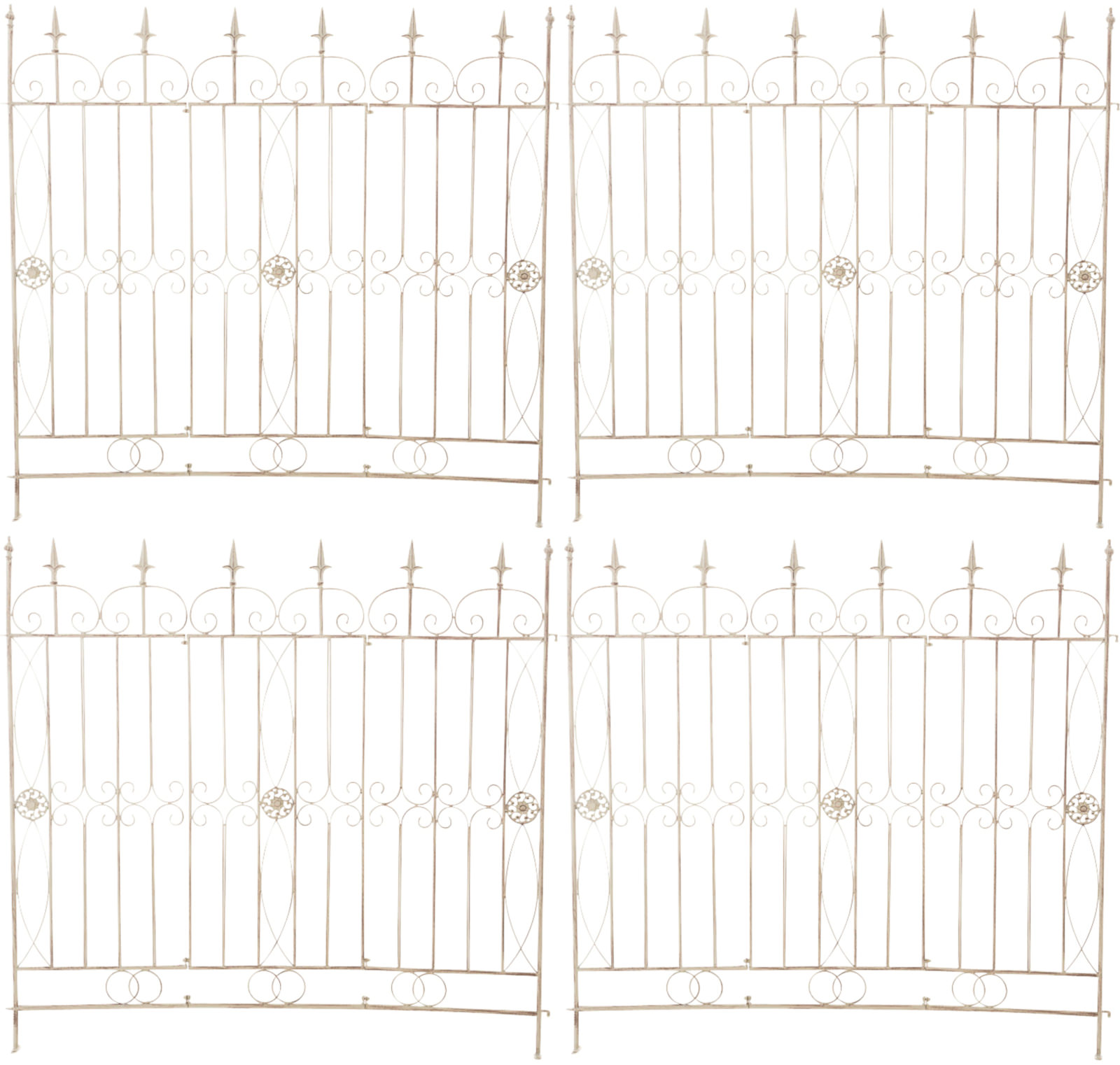4er Set Gartenzäune Mangold antik-creme