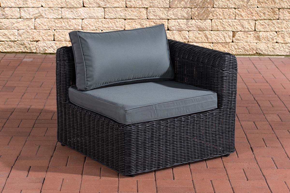 Polyrattan Eckelement Links Marbella schwarz eisengrau