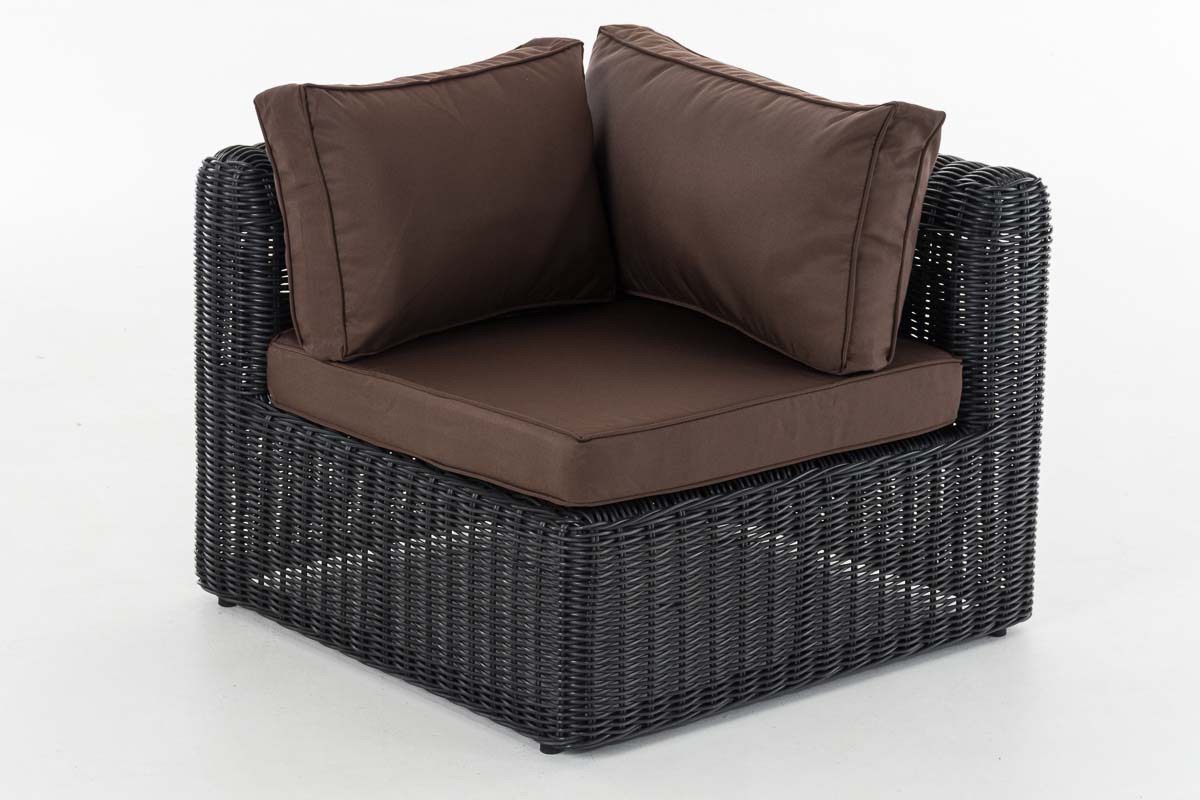 Polyrattan Eck-Sofa Marbella 5mm schwarz terrabraun