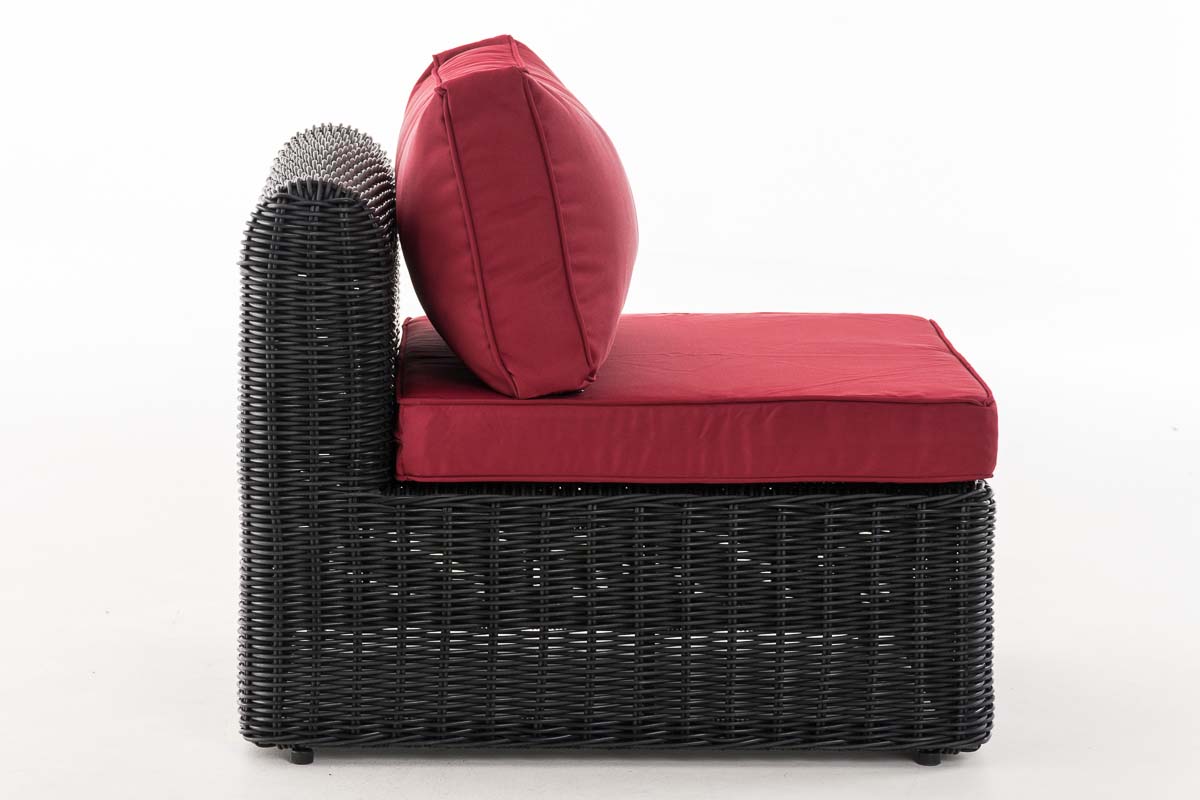 Mittel-Sofa Marbella 5mm schwarz rubinrot