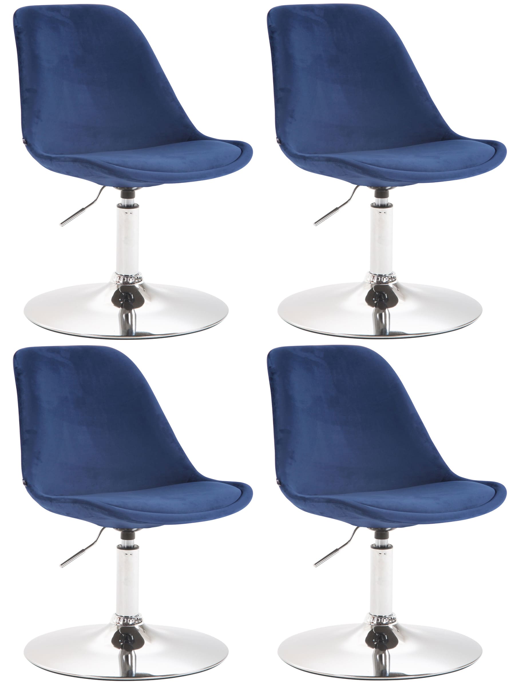 4er Set Esszimmerstühle Maverick Samt blau chrom