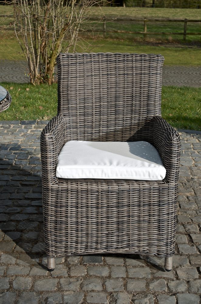 Polyrattan Gartenstuhl Fontana 5mm grau-meliert cremeweiß