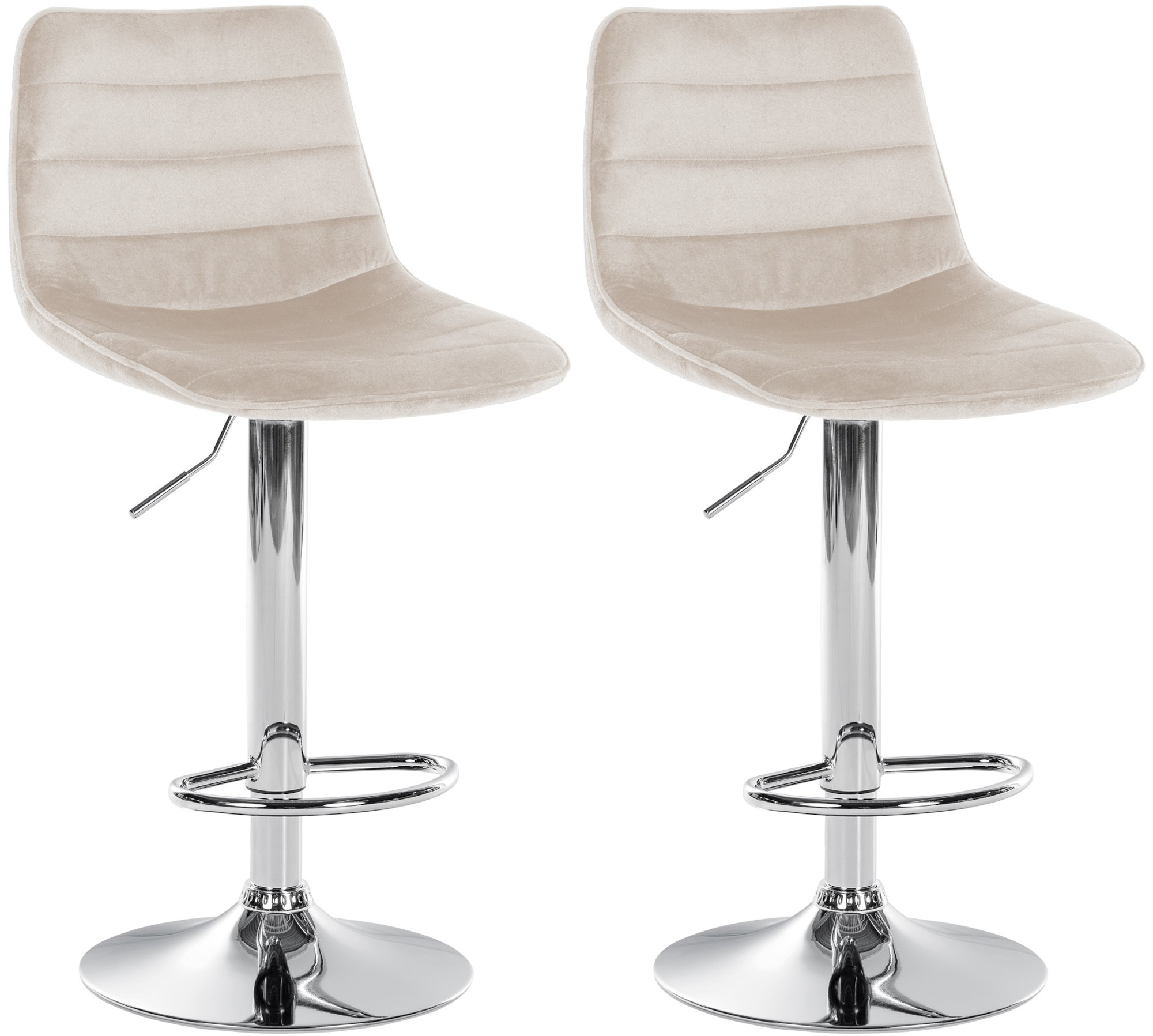 2er Set Barhocker Lex Samt creme chrom