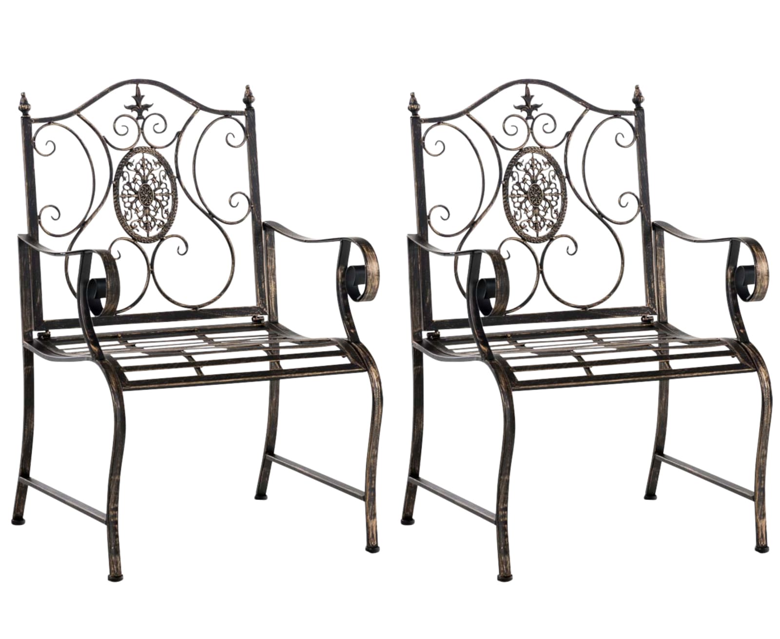 2er Set Gartenstühle Punjab mit Armlehnen bronze