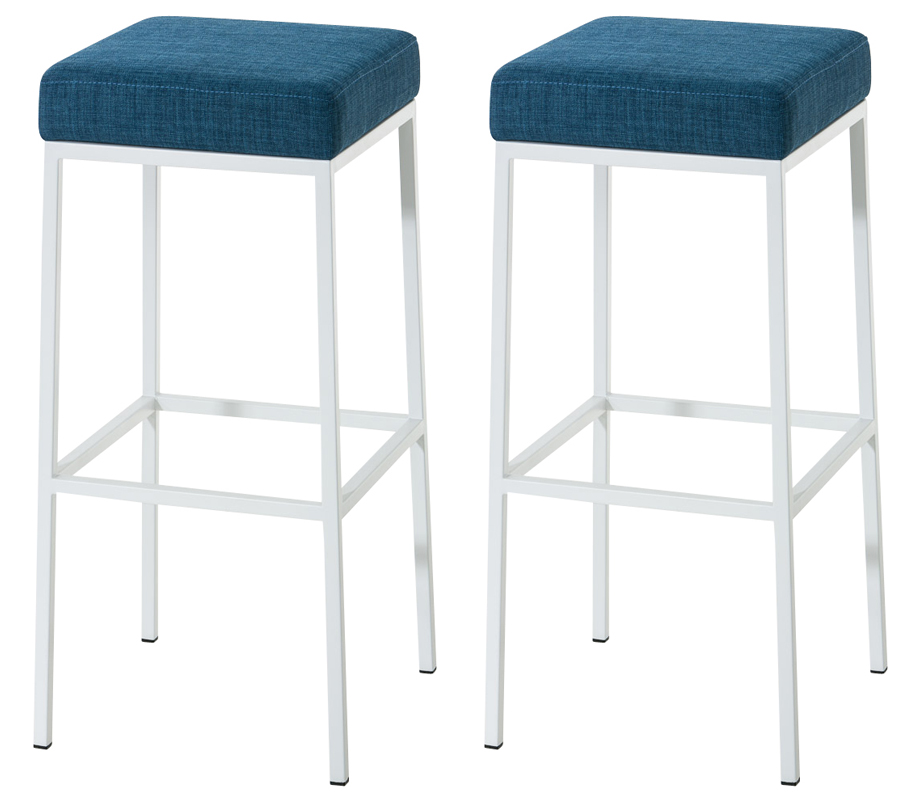 2er Set Barhocker Montreal 85 Stoff blau weiß